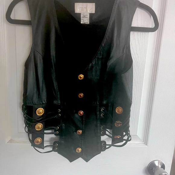 Cache Genuine Black Leather Bike Vest . Size medium. - Picture 5 of 8